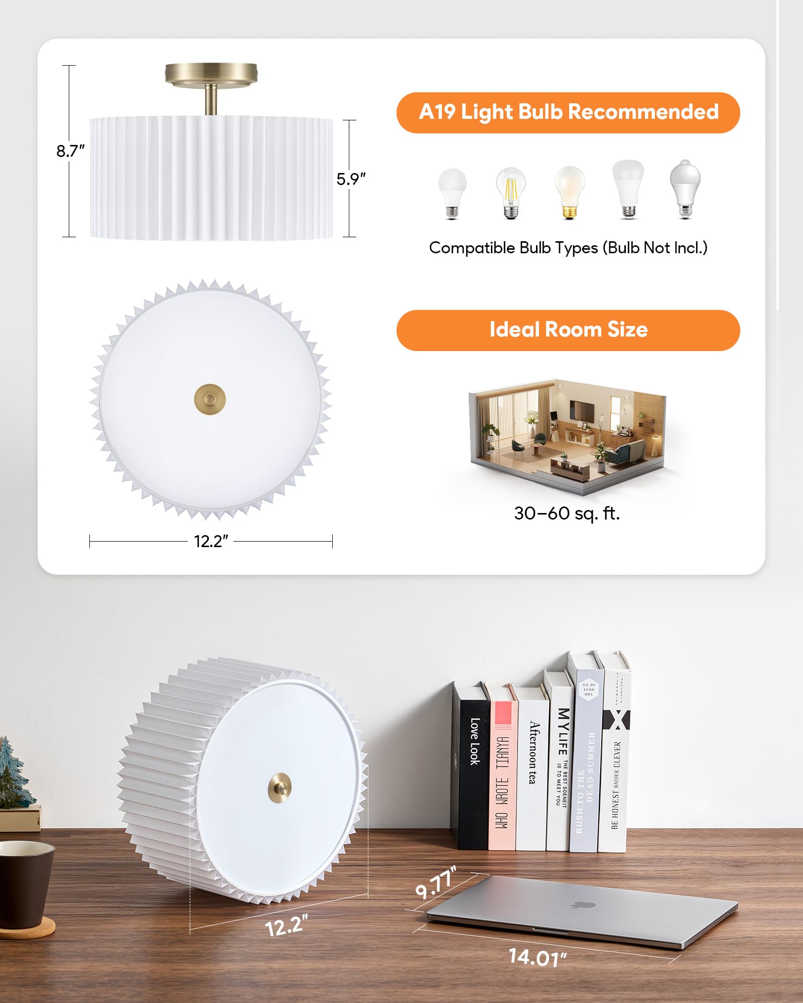 VONLUCE dual E26 sockets support LED or CFL bulbs for flexible brightness.