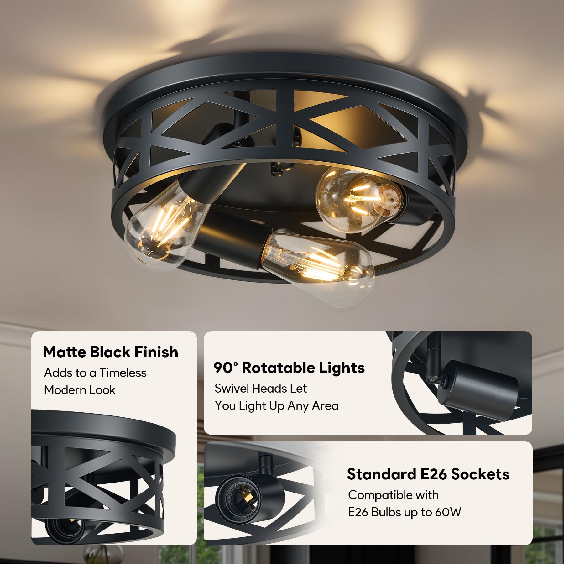 VONLUCE easy install hardware enables quick ceiling mounting