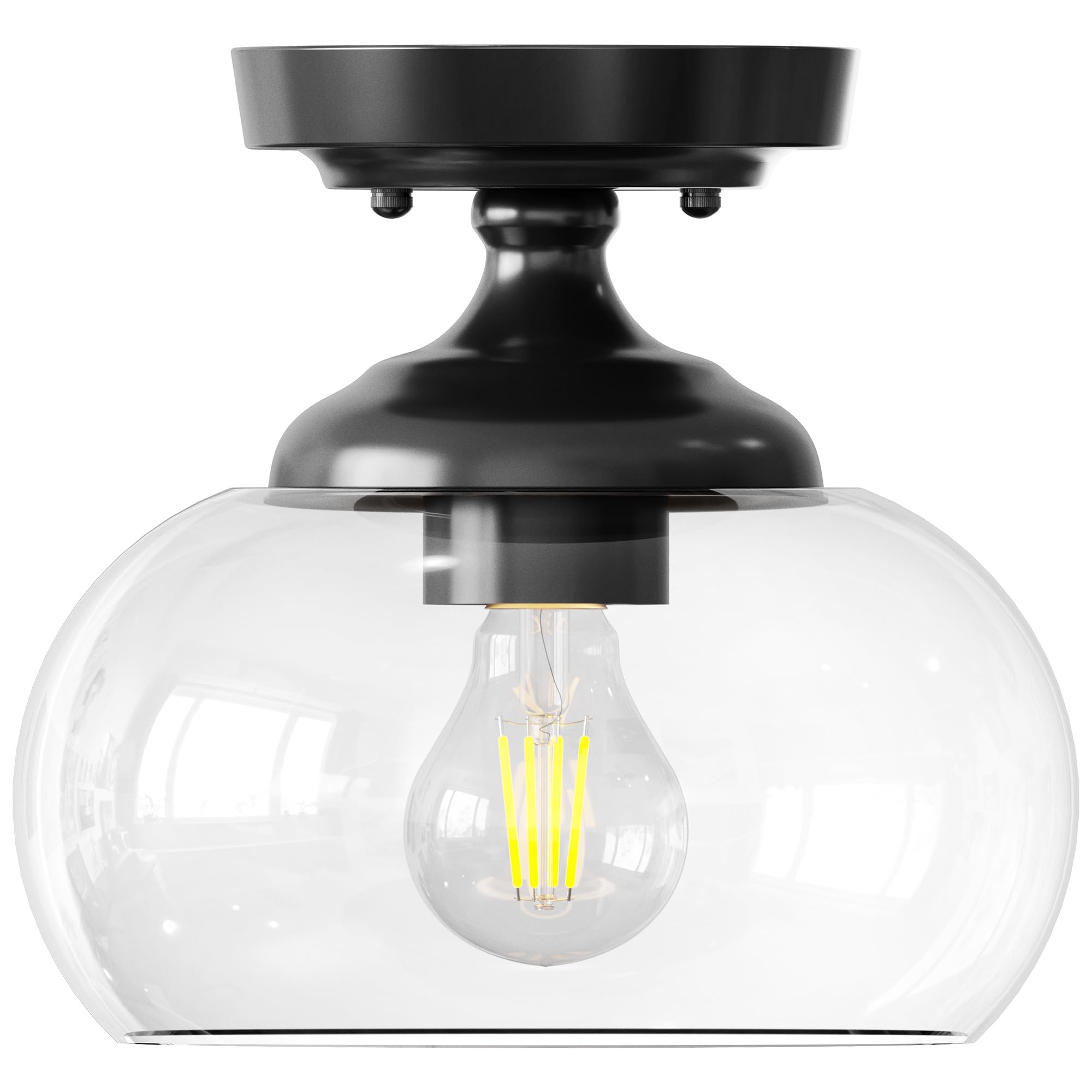 Vonluce industrial semi-flush matte black canopy enhances entryways with durable, stylish lighting.