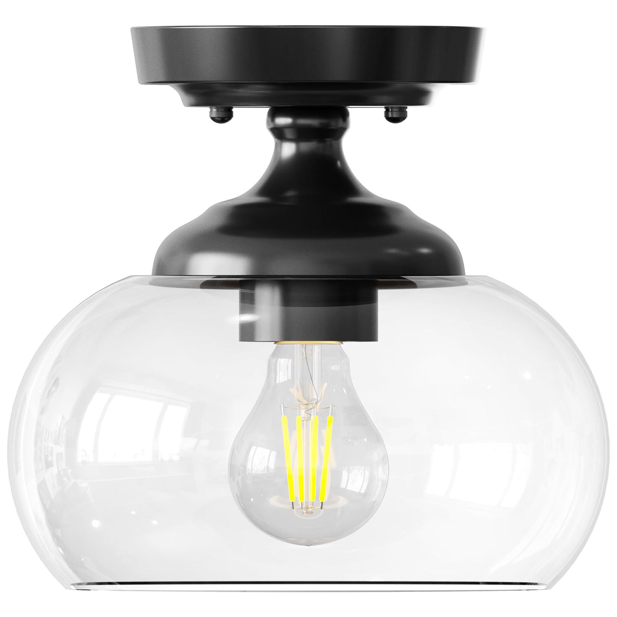 Vonluce industrial semi-flush matte black canopy enhances entryways with durable, stylish lighting.
