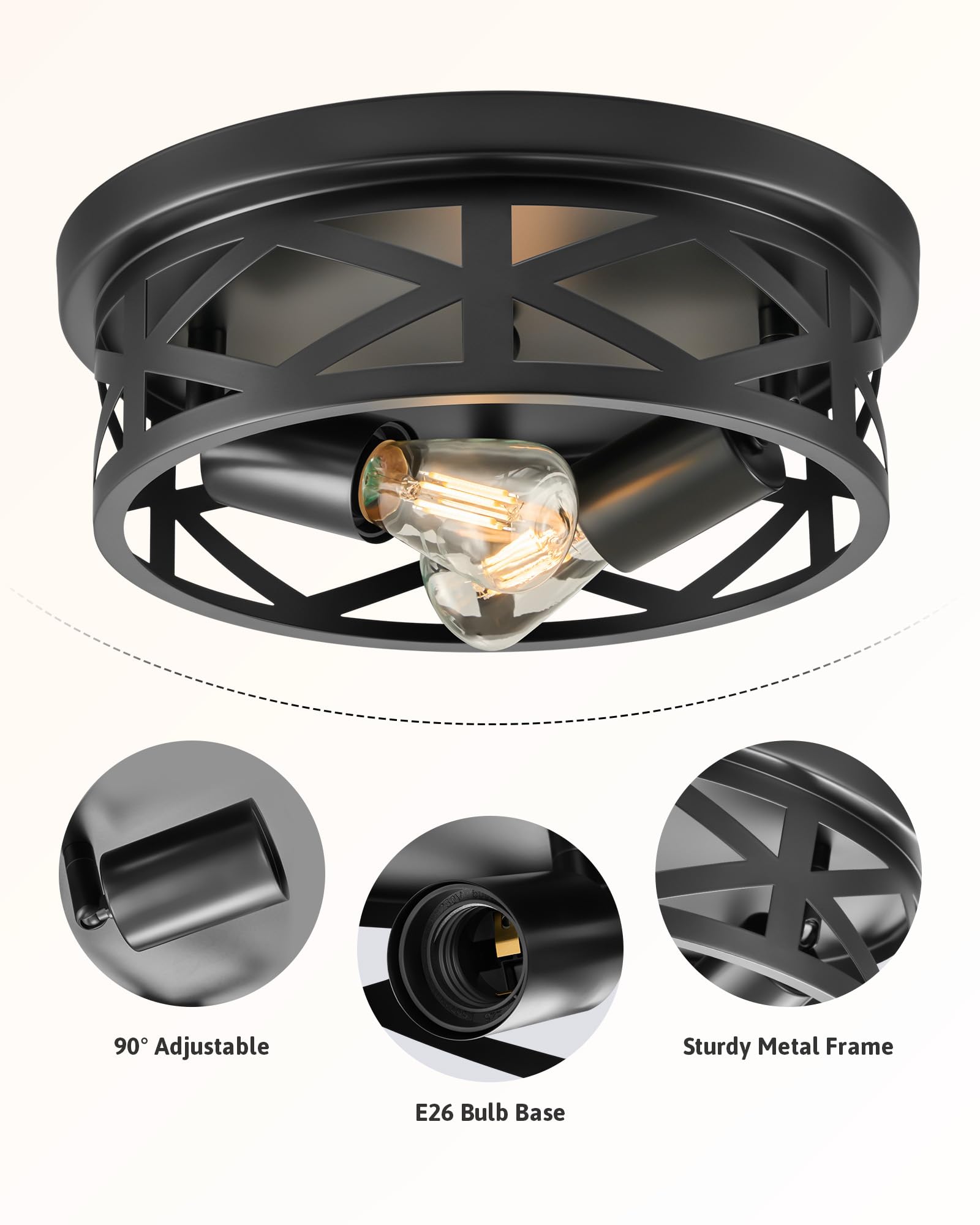 VONLUCE open cage shade enables easy bulb access and cleanability.