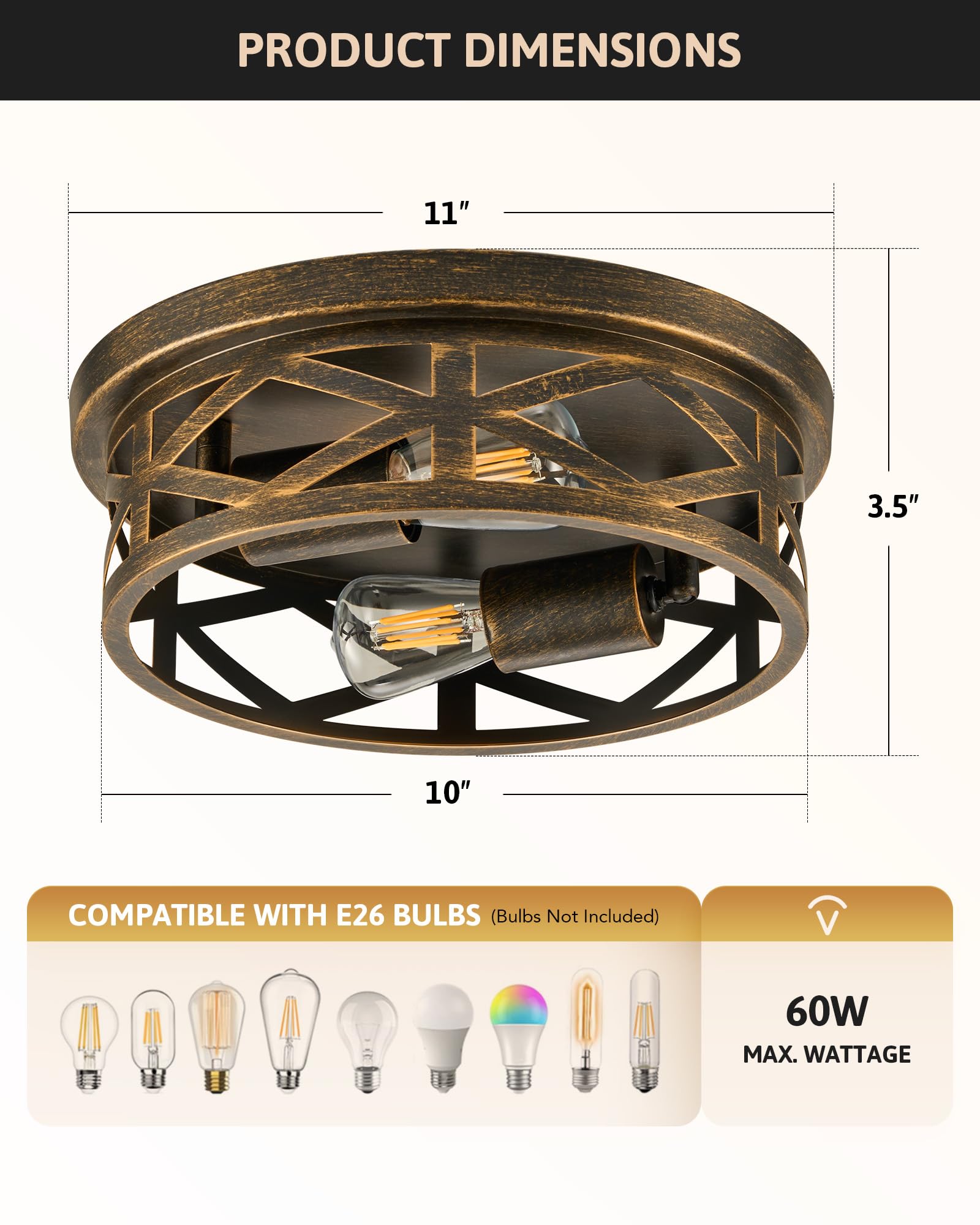 VONLUCE open cage shade design highlights modern farmhouse style.