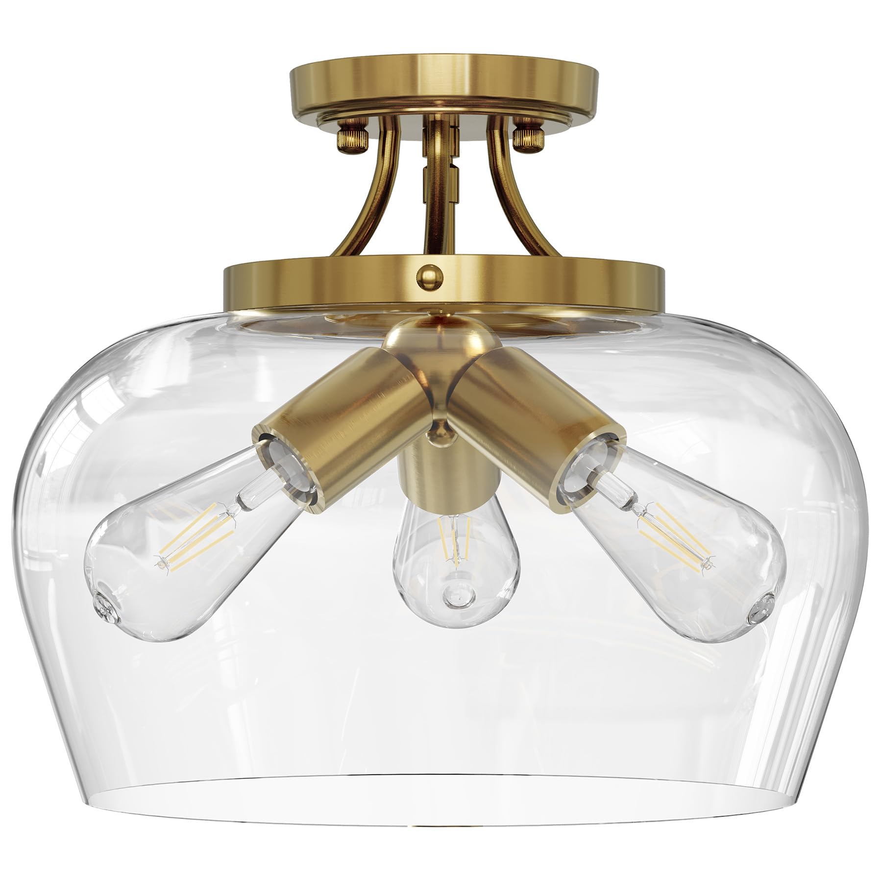 Vonluce semi flush mount with brushed gold canopy brightens entryways