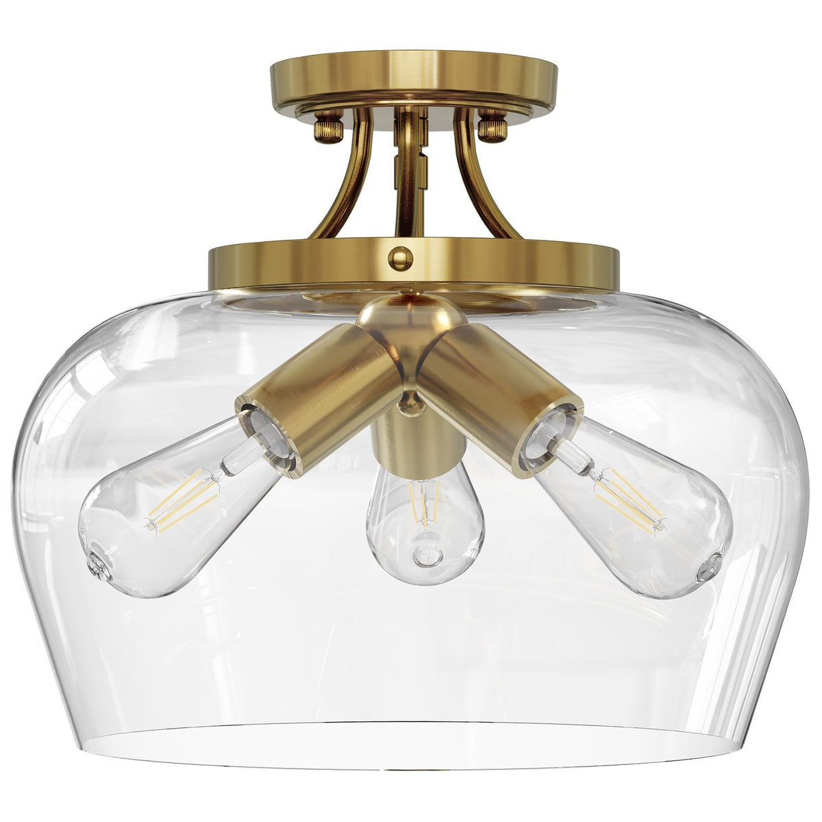 Vonluce semi flush mount with brushed gold canopy brightens entryways
