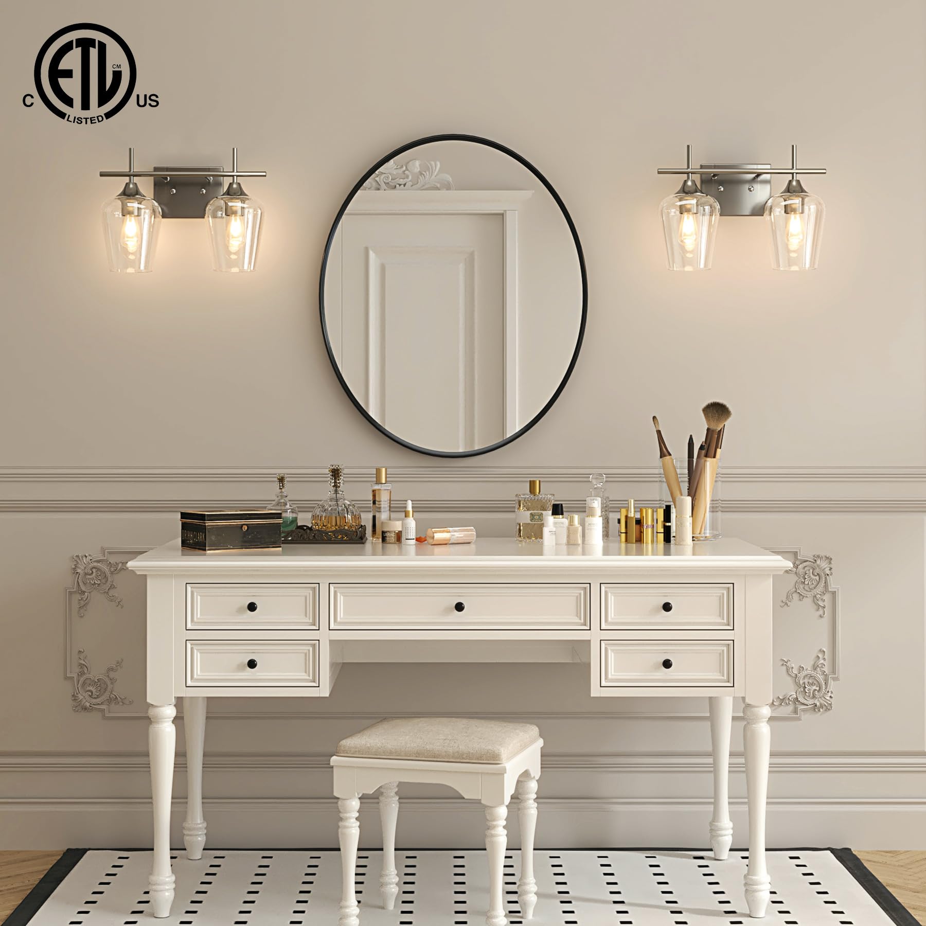 VONLUCE vanity light brushed nickel finish complements baths with clean lines and lasting appeal.