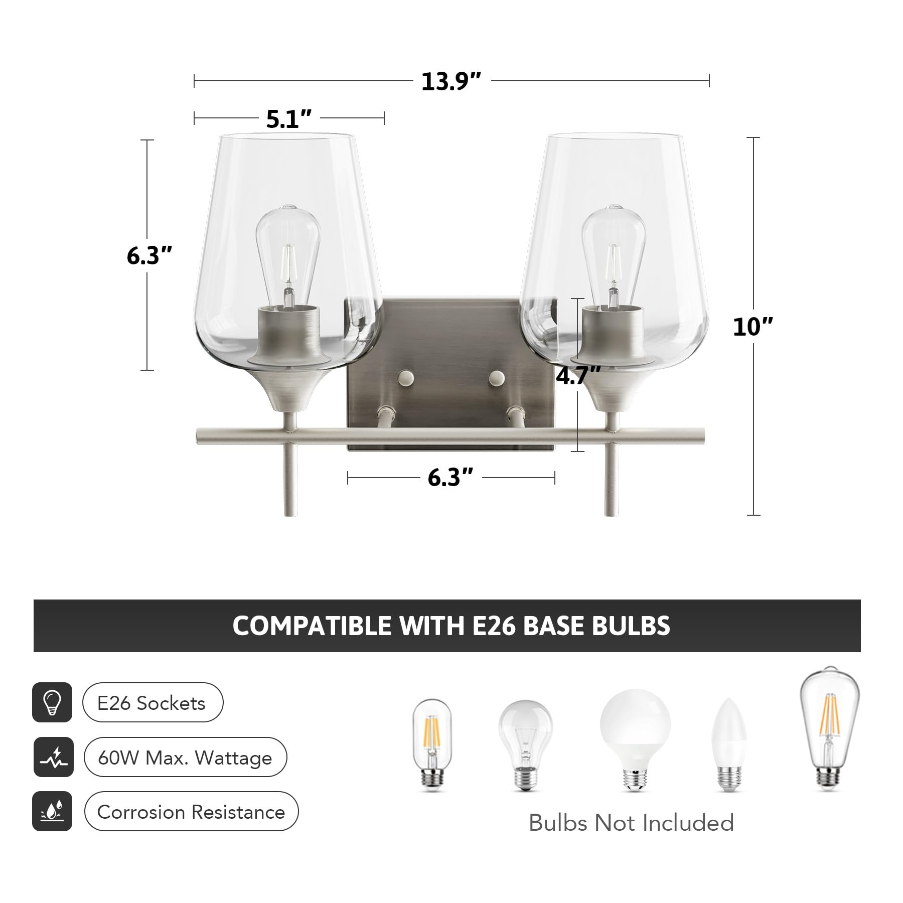 VONLUCE modern vanity light supports dimmers for adjustable brightness and ambience.