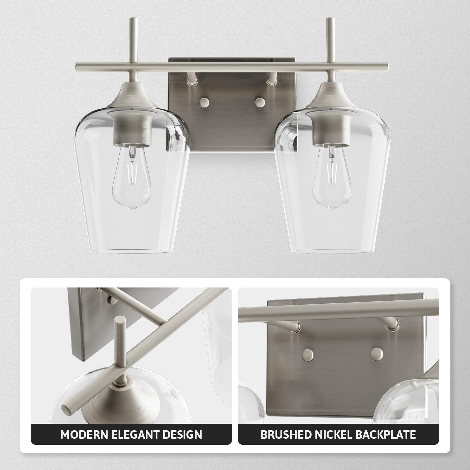 VONLUCE wall sconce over mirror installs with included hardware for steady lighting.