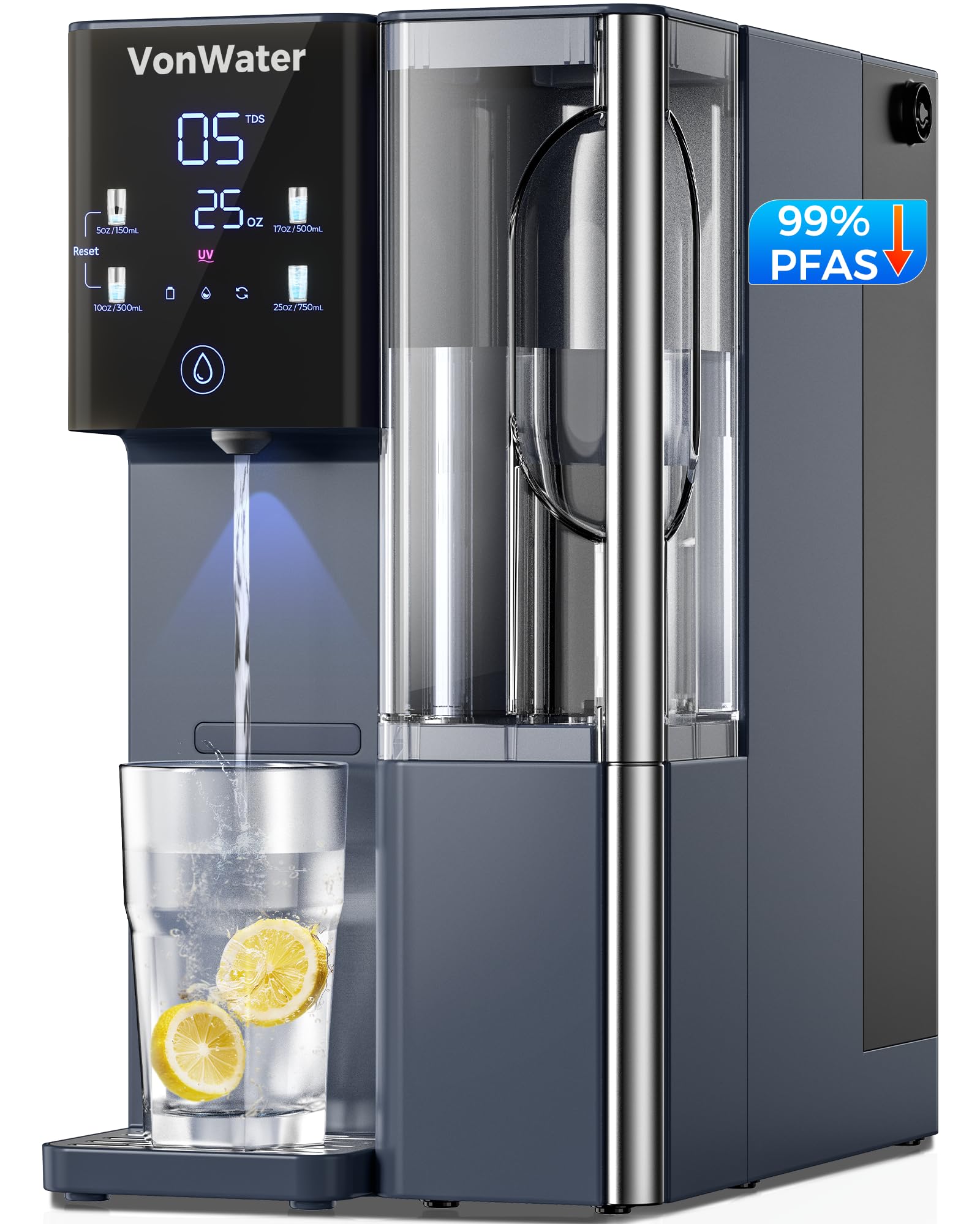 VonWater CT910 countertop RO system front view showing compact footprint for home use