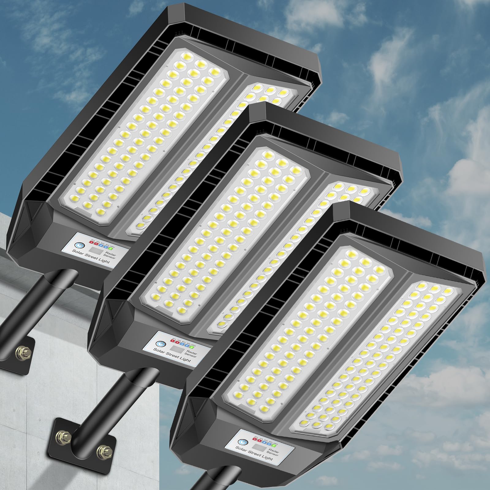 VOOJOY 5000W solar street light pack-1 provides ample brightness for parking lots.