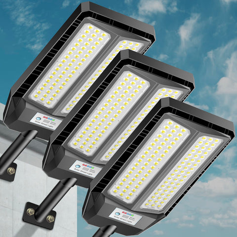 VOOJOY 5000W solar street light pack-1 provides ample brightness for parking lots.