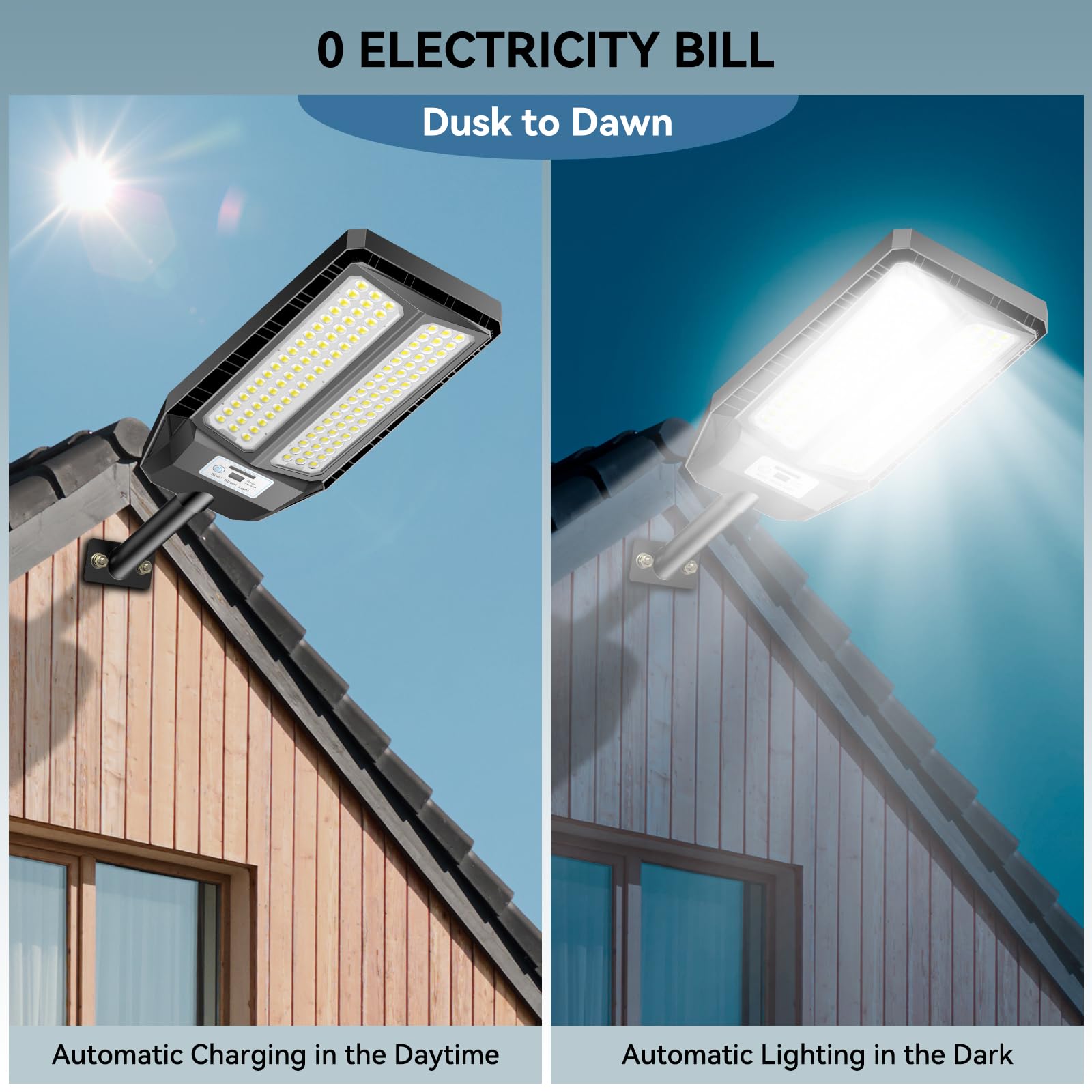 VOOJOY 5000W solar street light pack-2 ideal for yards and entryways after dusk.