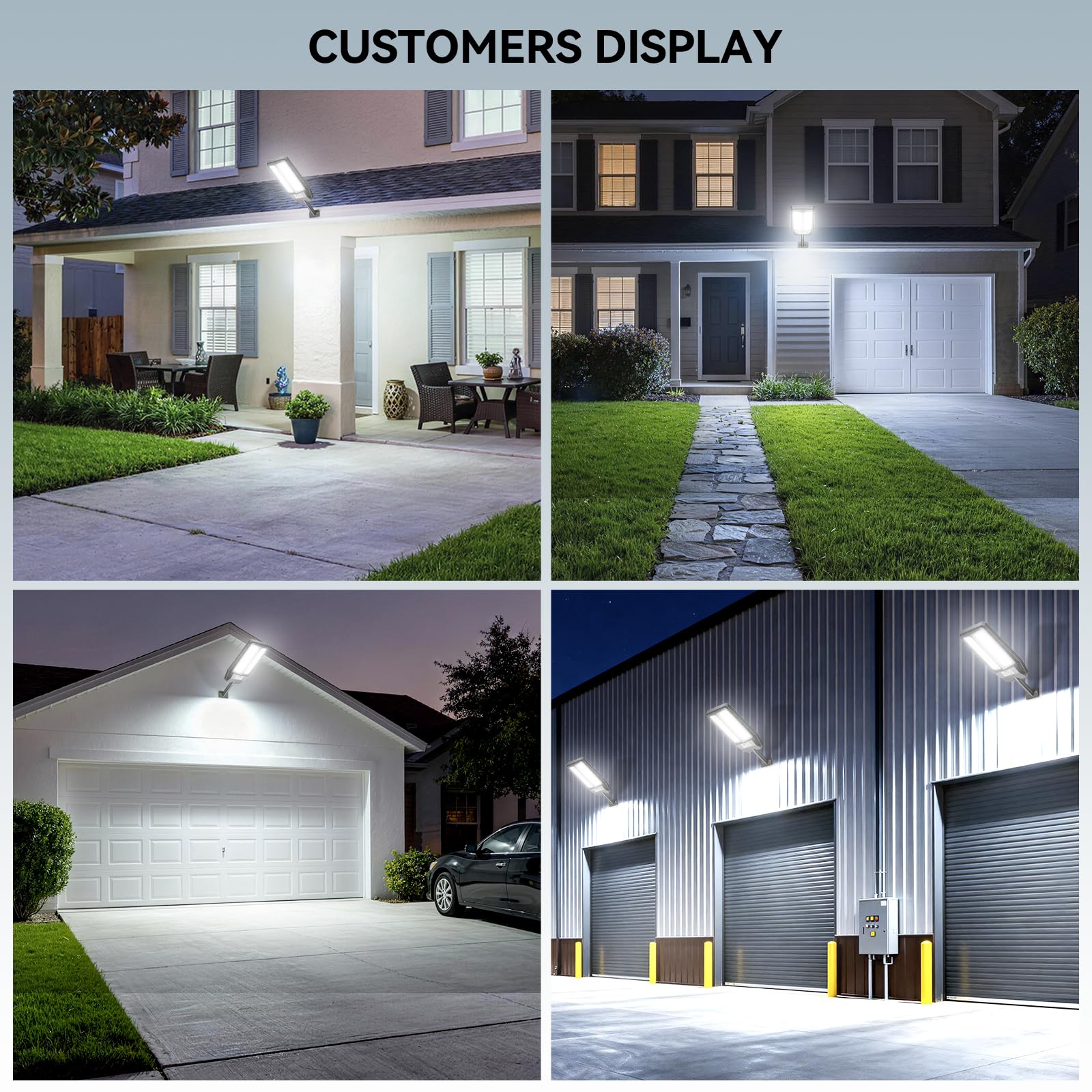 VOOJOY 5000W solar street light weatherproof build stands up to rain and sun.