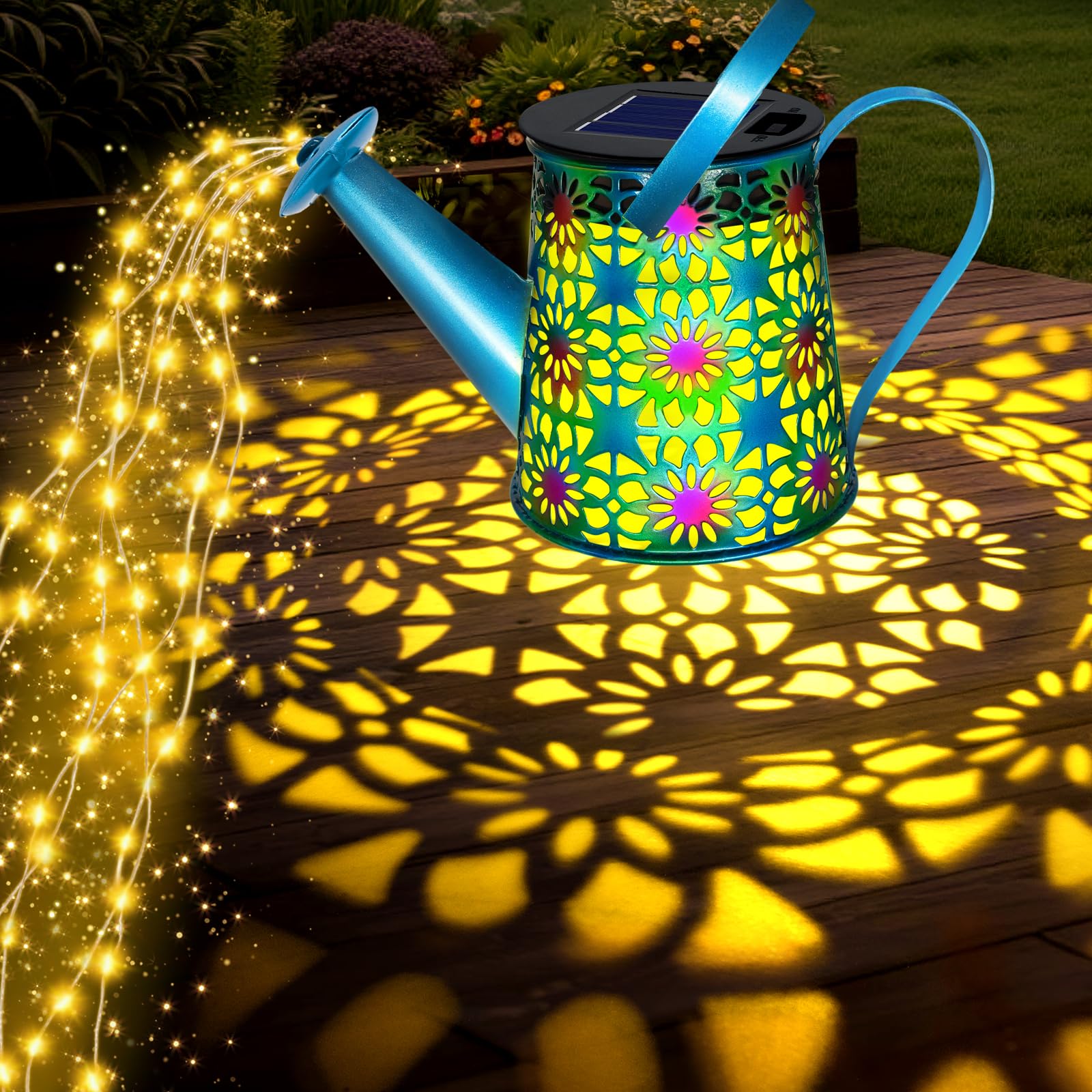 VOOKRY hanging lantern decor showcases a blue watering can design.