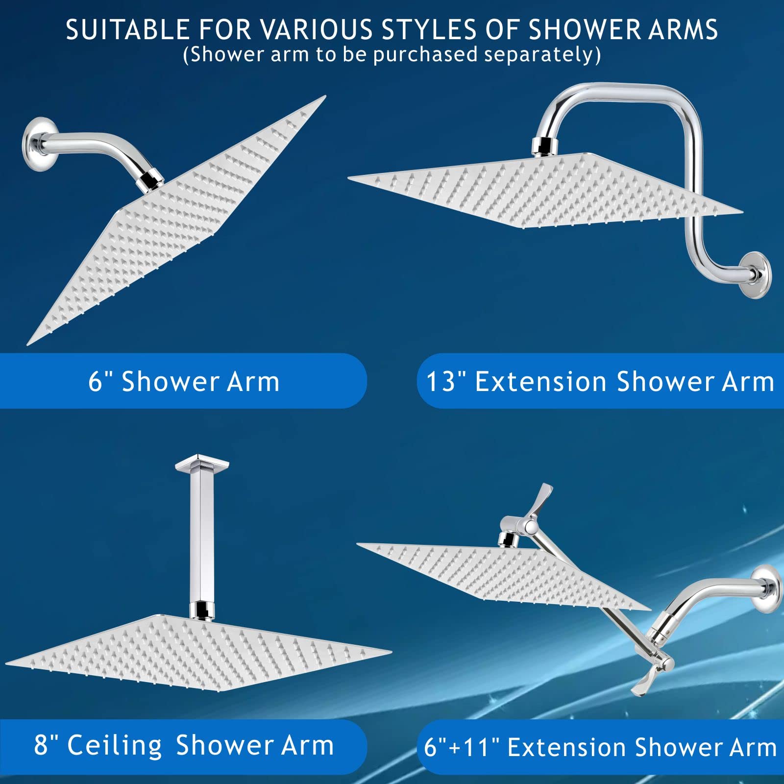 Voolan brass swivel ball joint enables easy shower angle changes.