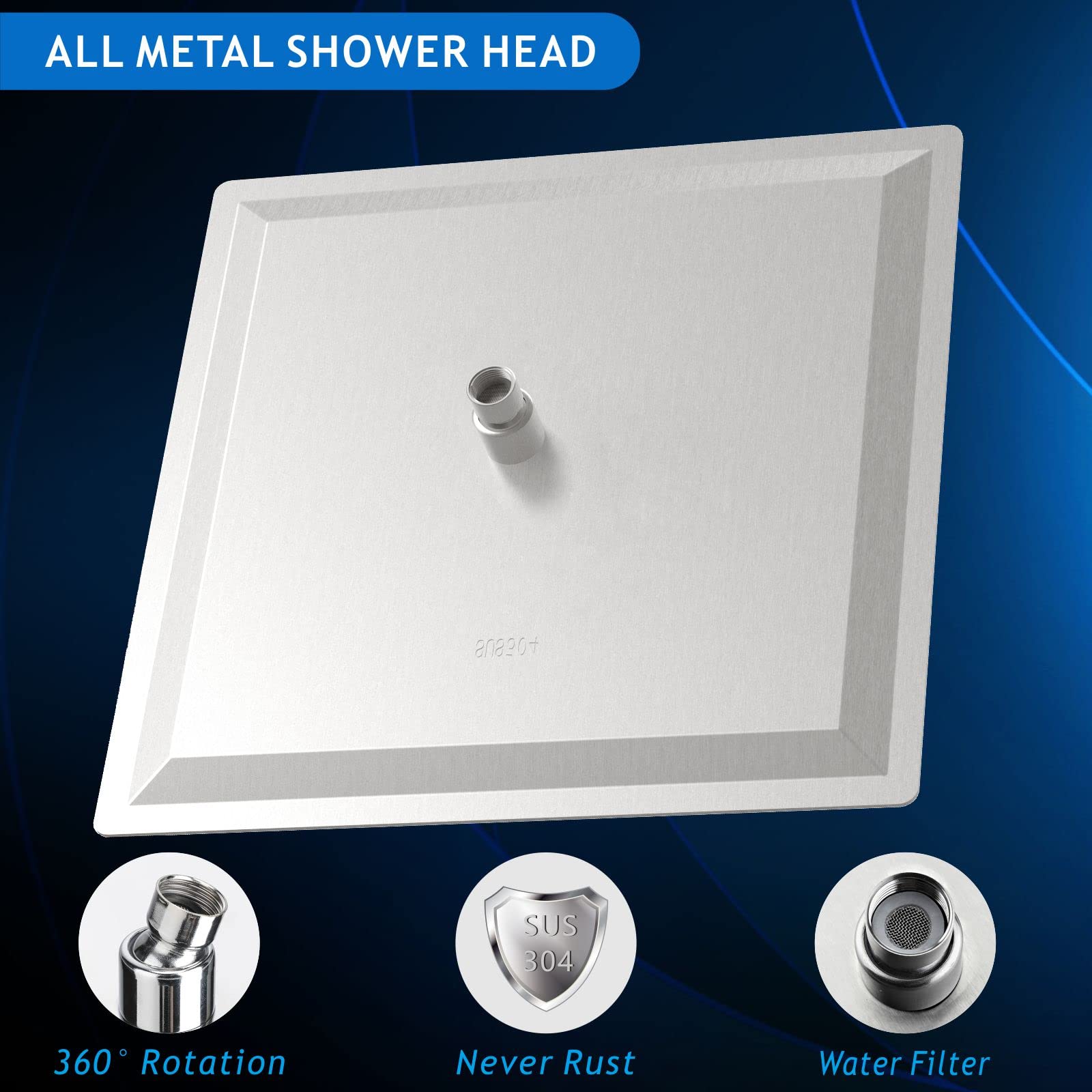 Voolan brushed nickel finish shower head adds modern style and rust resistance