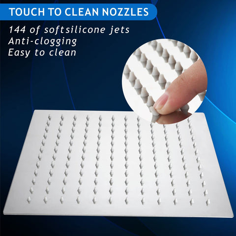 Voolan ceiling mount chrome shower head with versatile angle adjustment.
