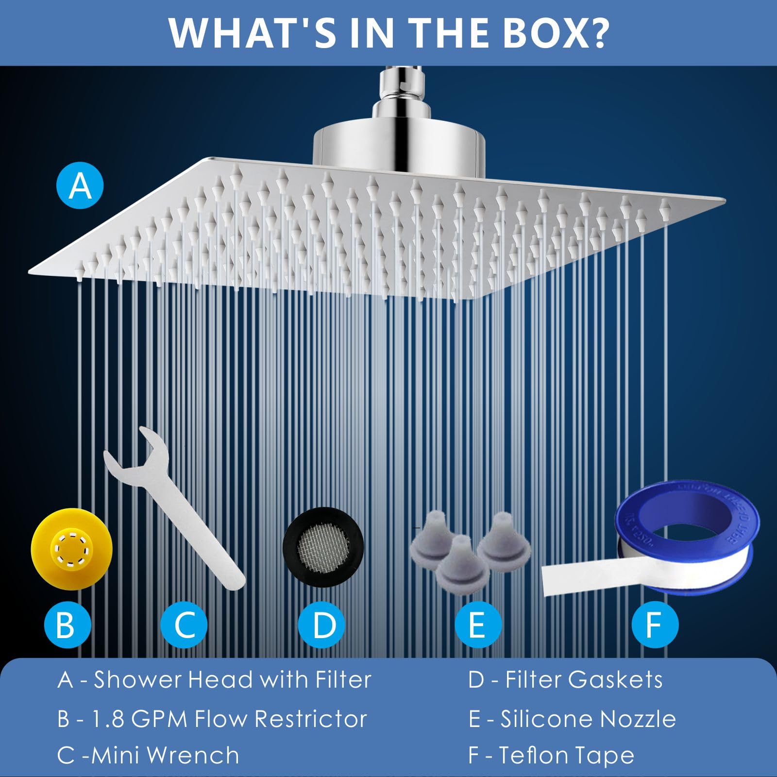 Voolan easy-install brass swivel shower head for flexible, adjustable angles.