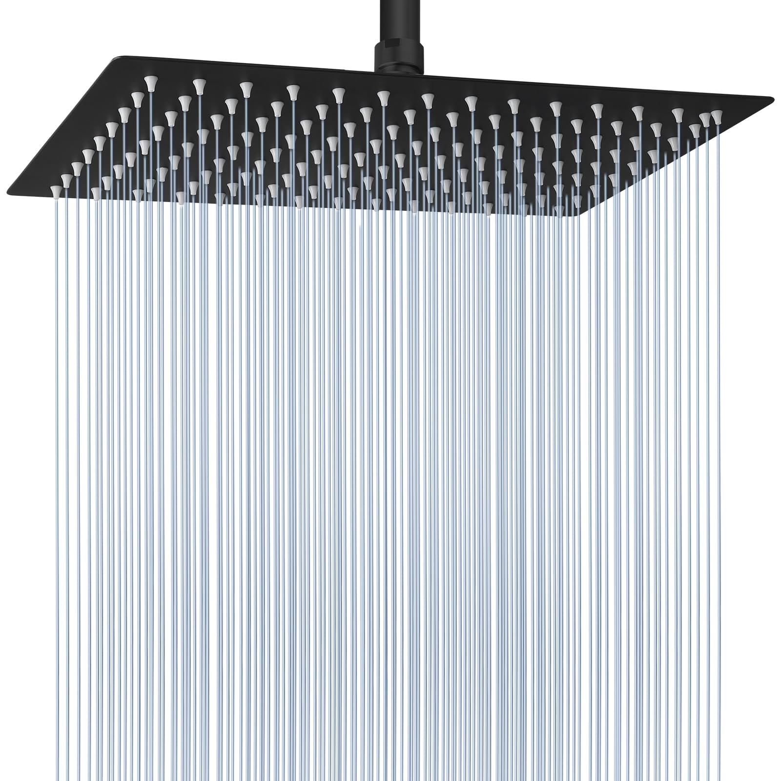 Voolan extra large rain shower head rectangle in matte black for full-body coverage