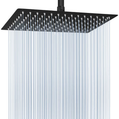 Voolan extra large rain shower head rectangle in matte black for full-body coverage