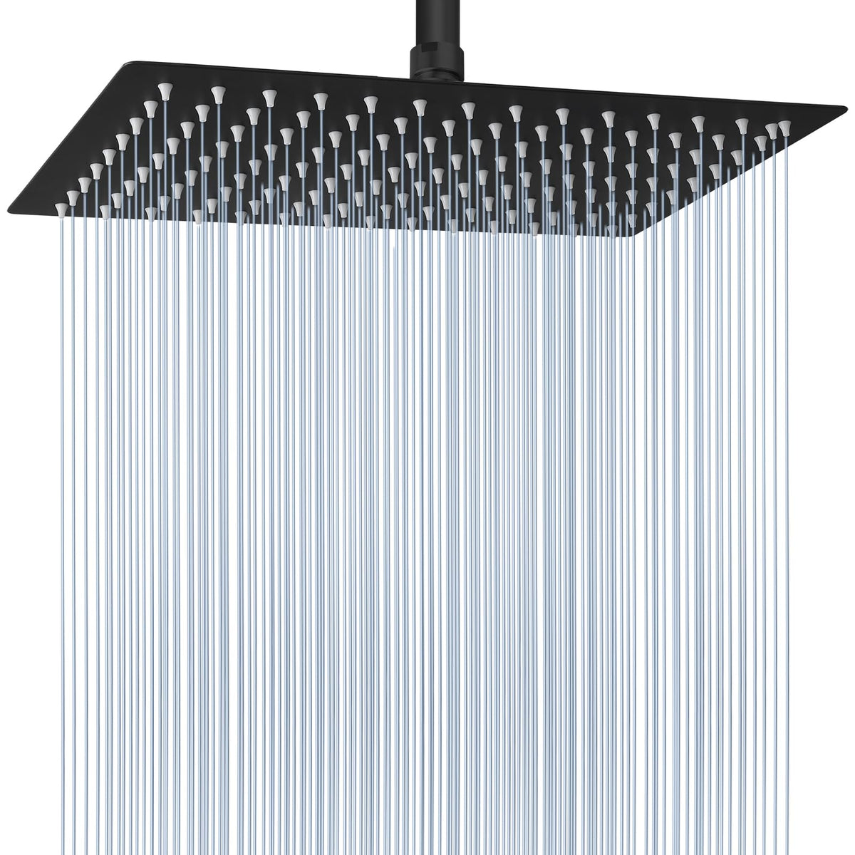Voolan extra large rain shower head rectangle in matte black for full-body coverage