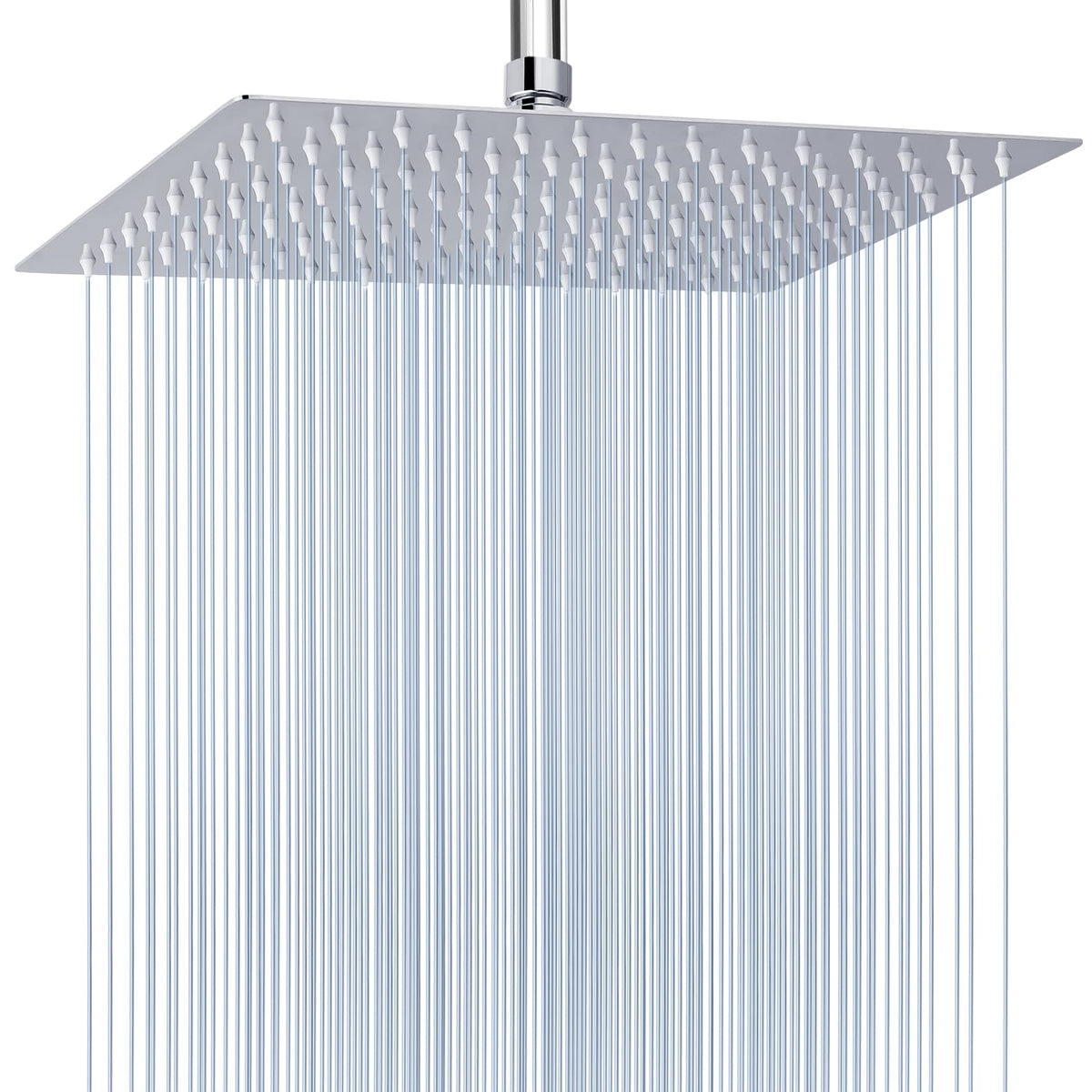 Voolan extra large rectangle shower head in chrome offers expansive coverage.
