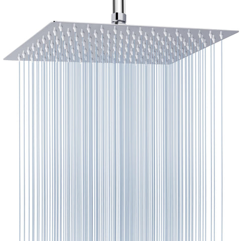 Voolan extra large rectangle shower head in chrome offers expansive coverage.