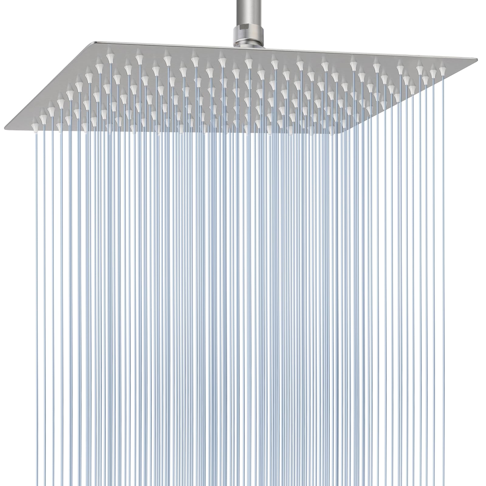 Voolan Extra Large Rain Shower Head front view in brushed nickel for broad coverage