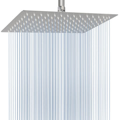 Voolan Extra Large Rain Shower Head front view in brushed nickel for broad coverage