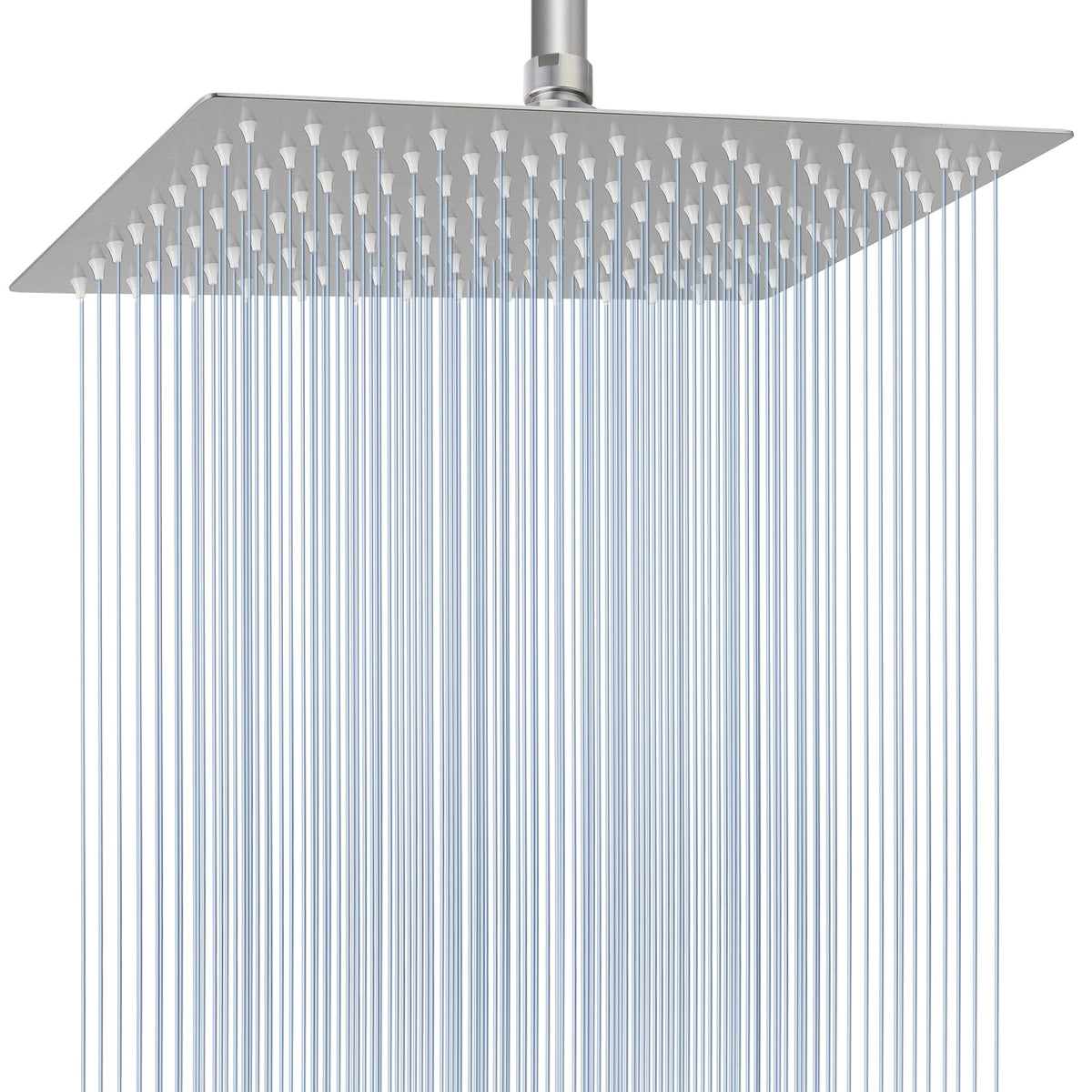Voolan Extra Large Rain Shower Head front view in brushed nickel for broad coverage