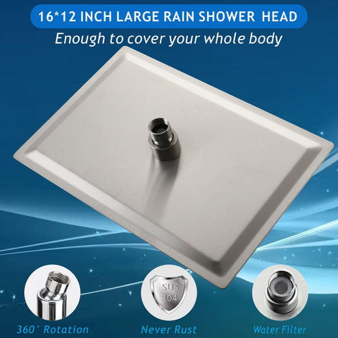 Voolan Extra Large Rain Shower Head side angle view showing expansive spray