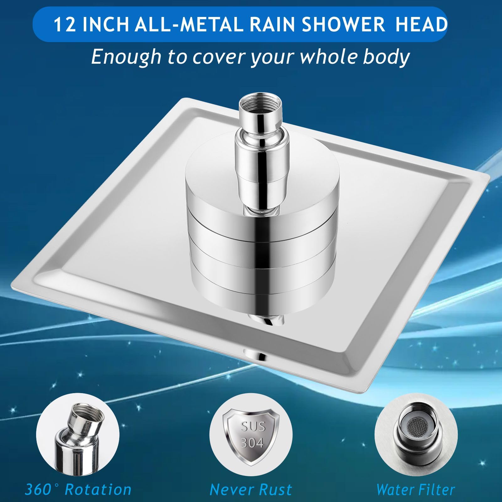 Voolan filtered shower head with activated carbon and Vitamin C for cleaner water.