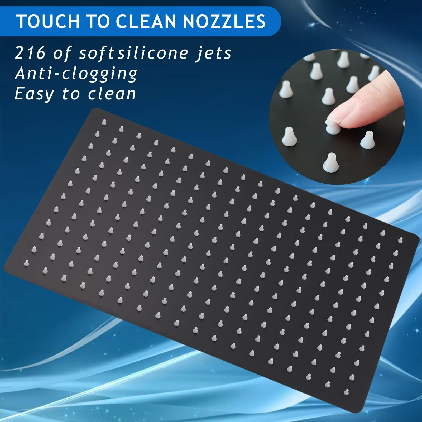 Voolan matte black shower head with swivel connector for easy angle adjustments