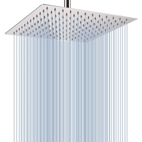 Voolan rain shower head 12-inch chrome square for full-body coverage.