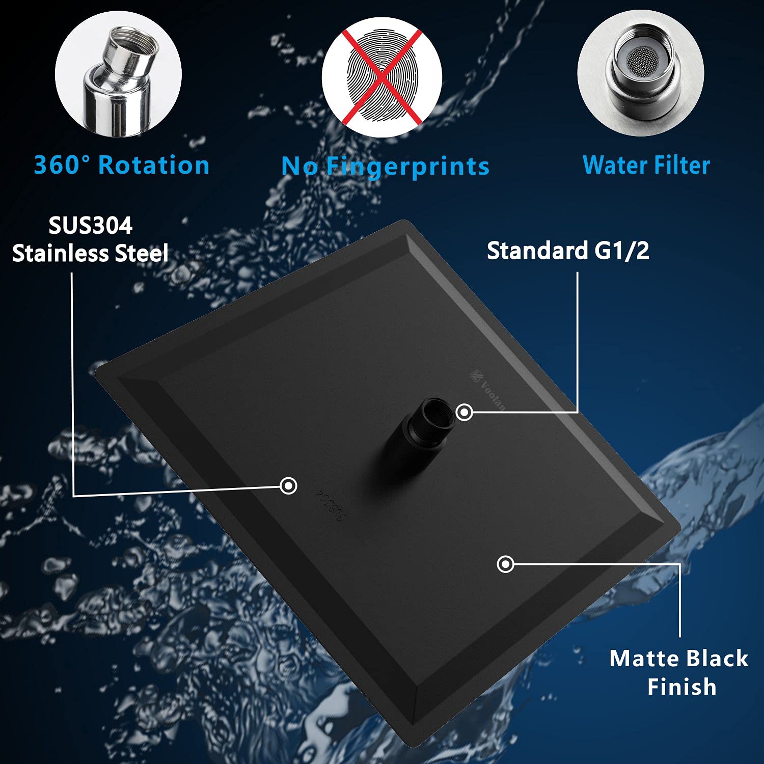 Voolan 304 stainless steel construction ensures durability and a modern look.
