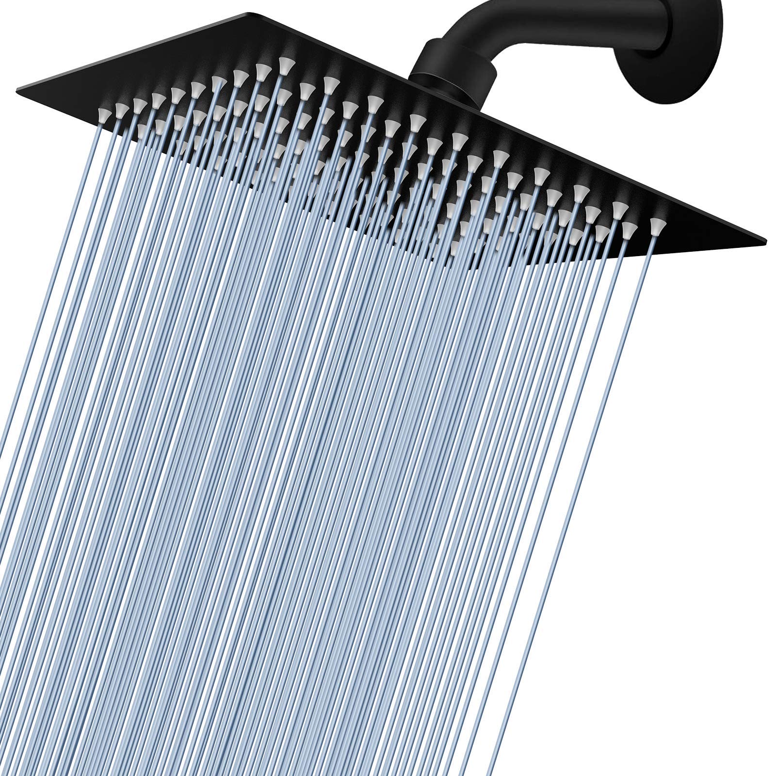 Voolan rain shower head 8in black delivers powerful, full-body coverage.