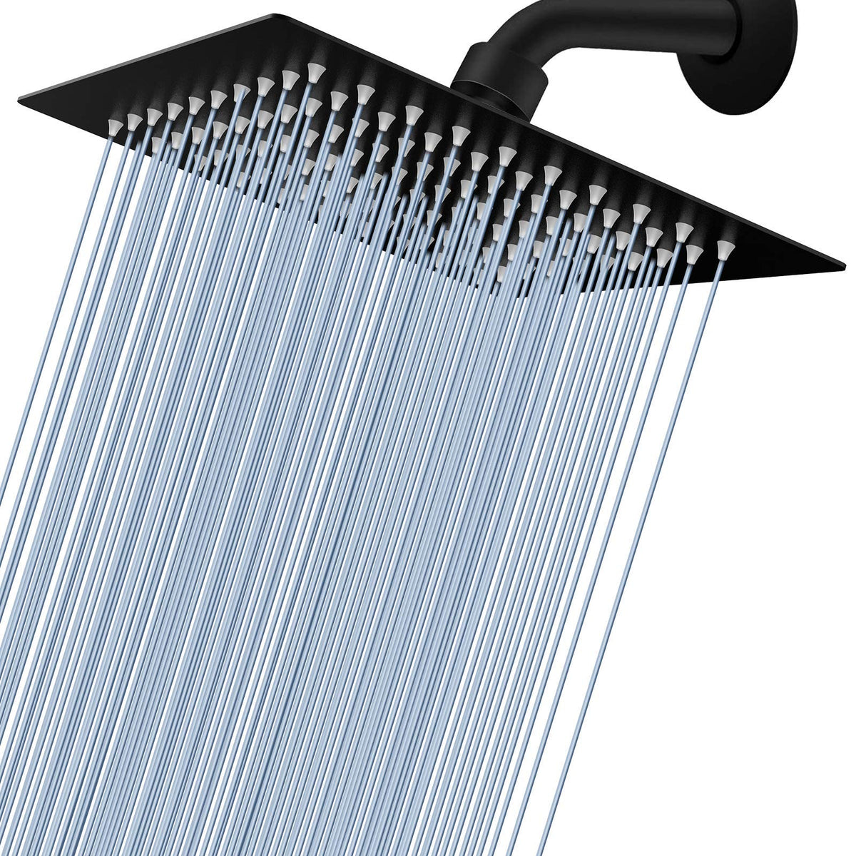 Voolan rain shower head 8in black delivers powerful, full-body coverage.