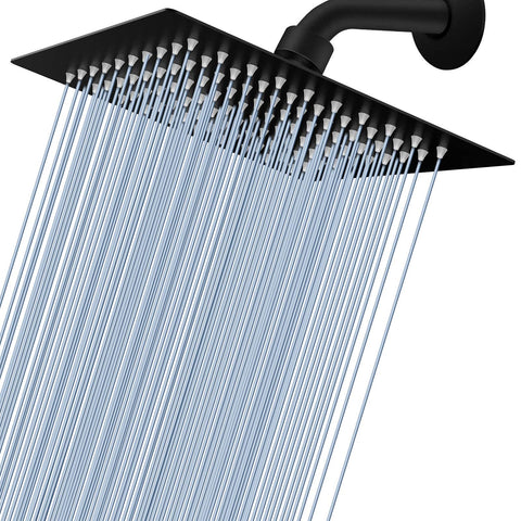 Voolan rain shower head 8in black delivers powerful, full-body coverage.