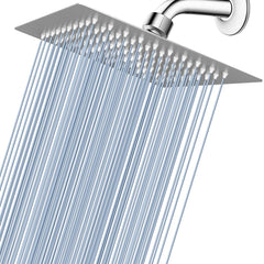 Voolan Rain Shower Head 8-inch face delivers wide rainfall spray for fast coverage.