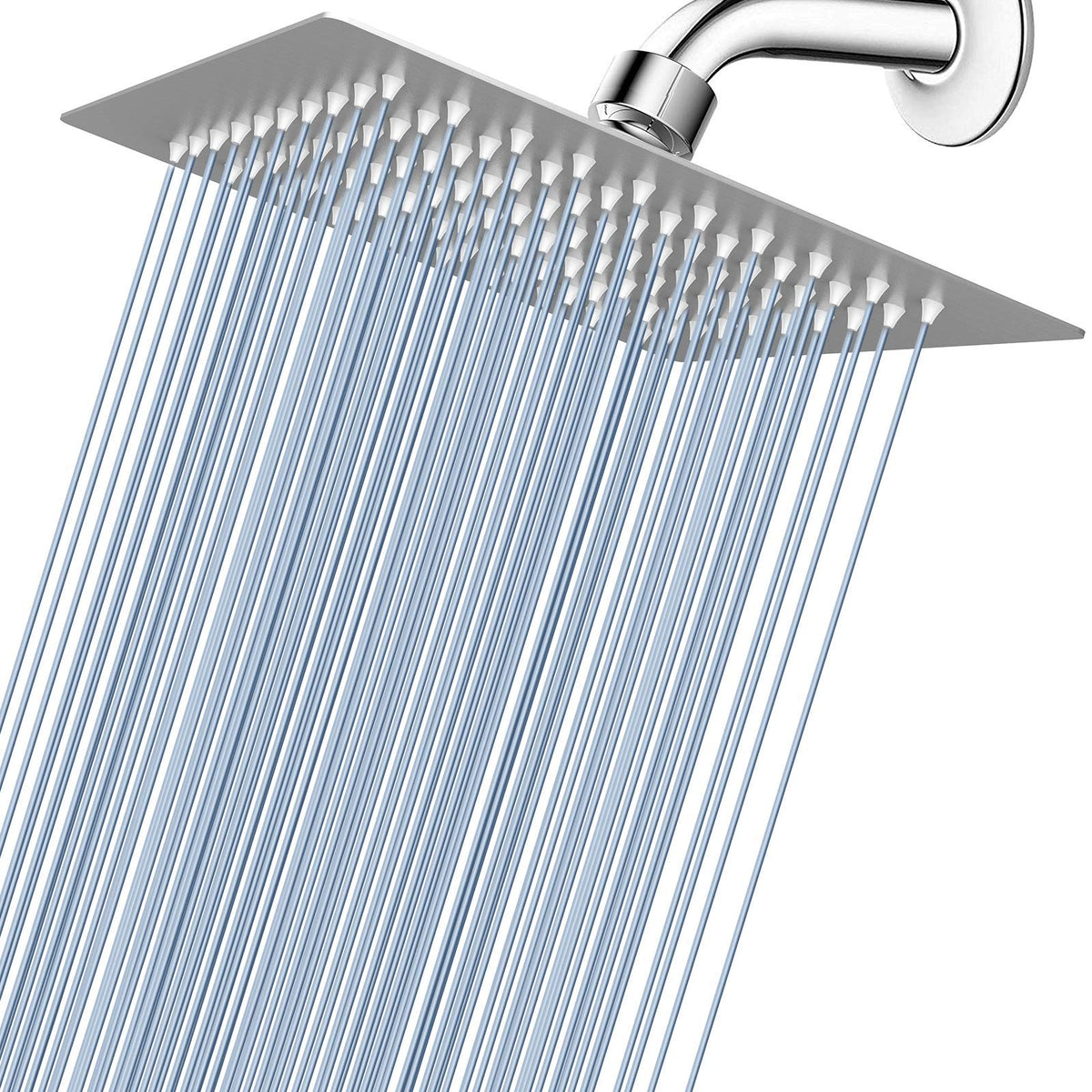 Voolan Rain Shower Head 8-inch face delivers wide rainfall spray for fast coverage.
