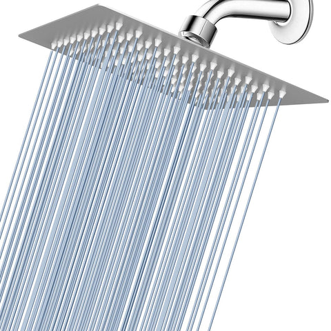 Voolan Rain Shower Head 8-inch face delivers wide rainfall spray for fast coverage.
