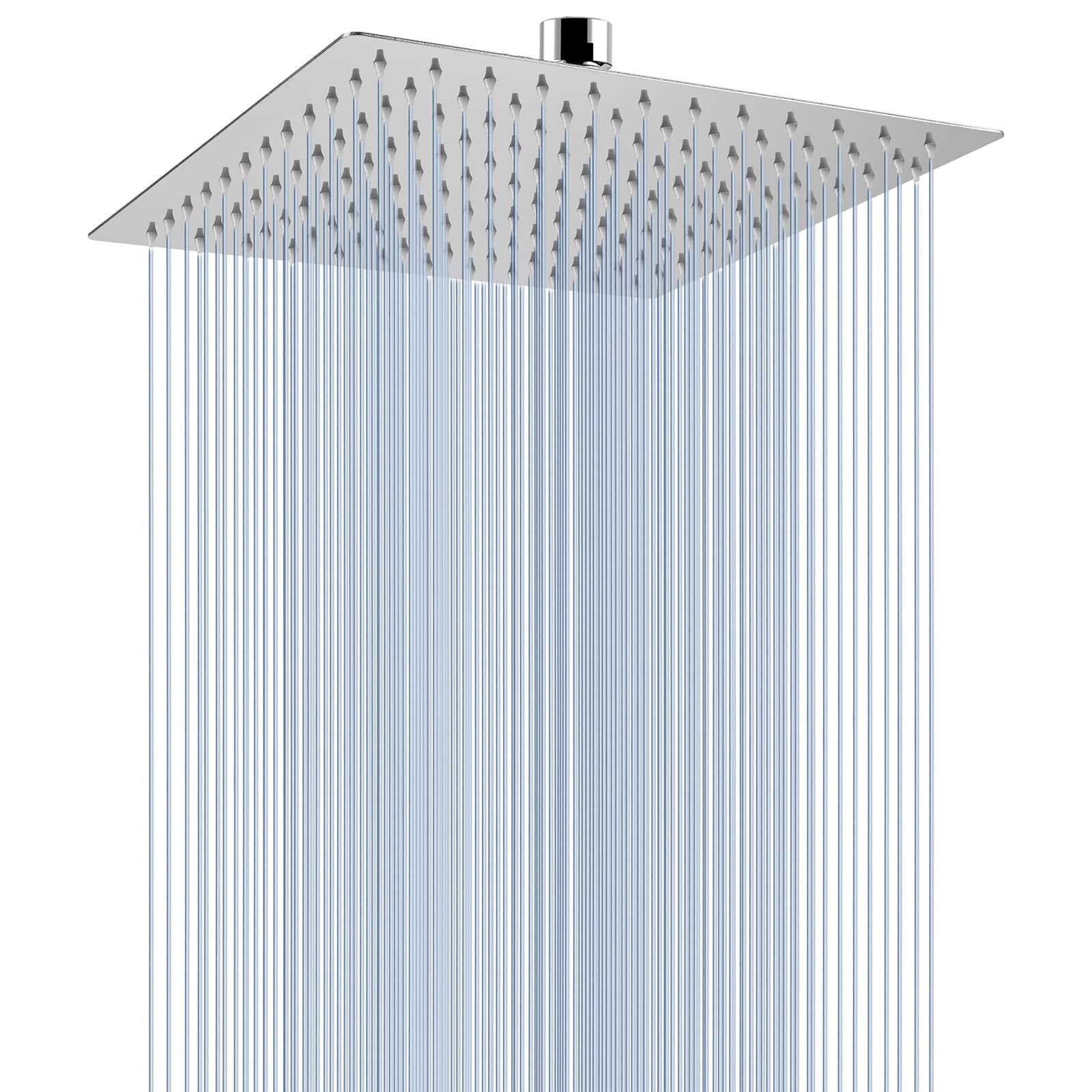 Voolan rain shower head wide view shows broad chrome coverage for a spa-like shower