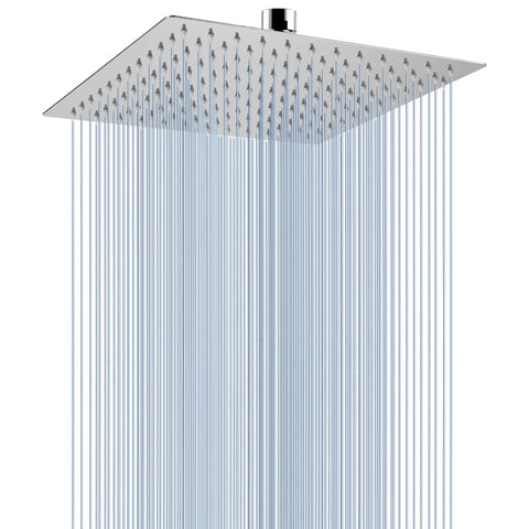 Voolan rain shower head wide view shows broad chrome coverage for a spa-like shower