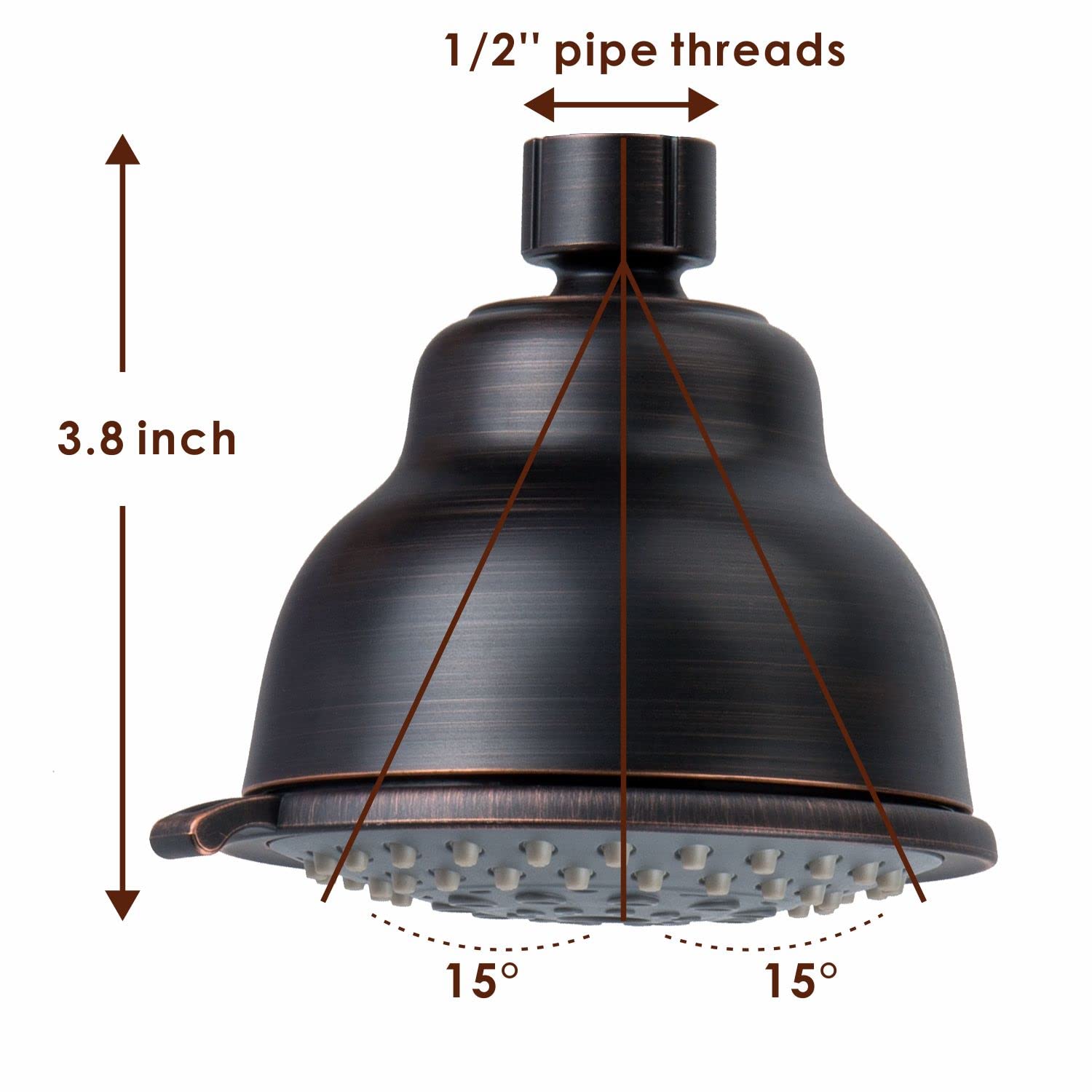 Voolan easy-installation showerhead mounted on standard 1/2 inch pipe threads.