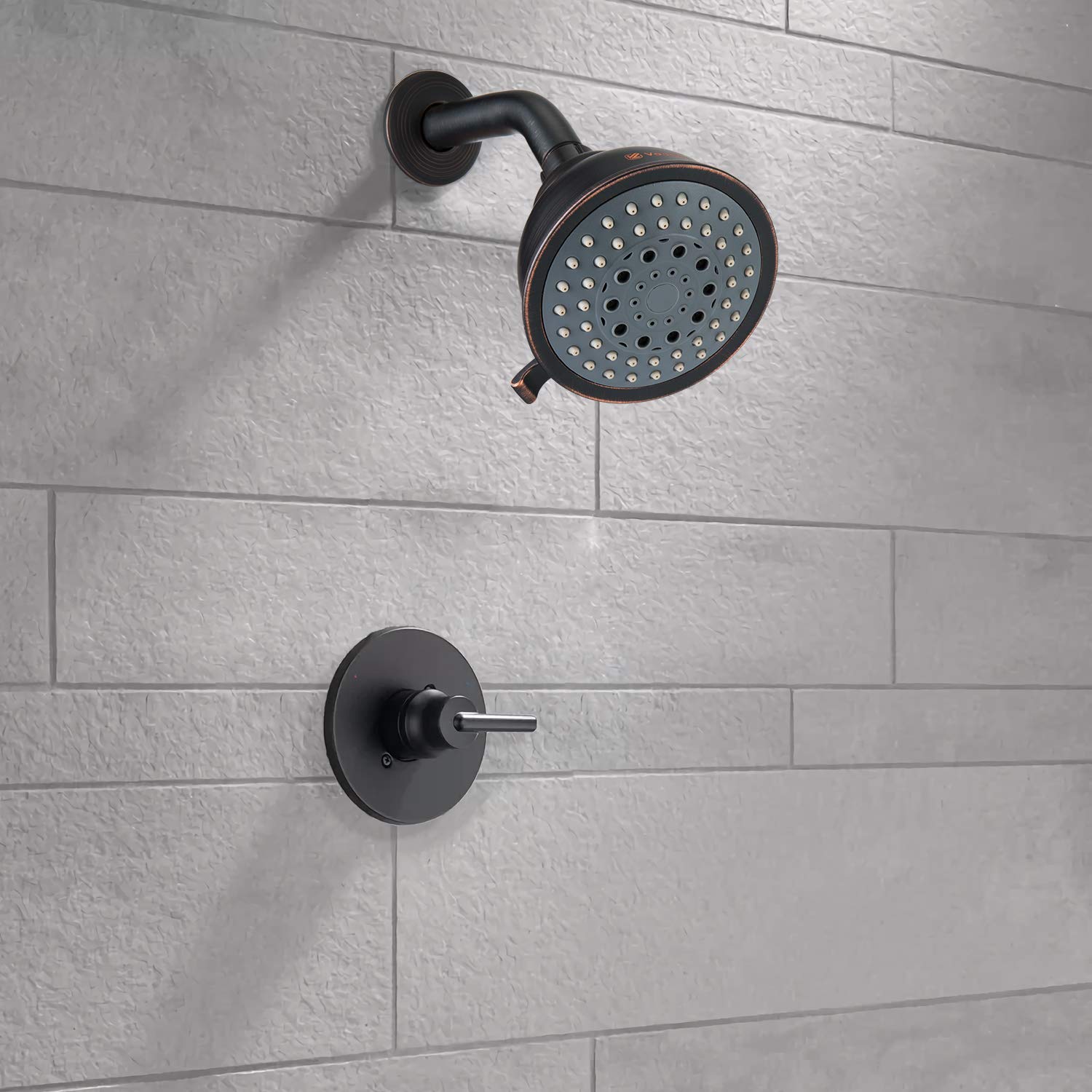 Voolan oil-rubbed bronze finish showerhead adds timeless style and durability.