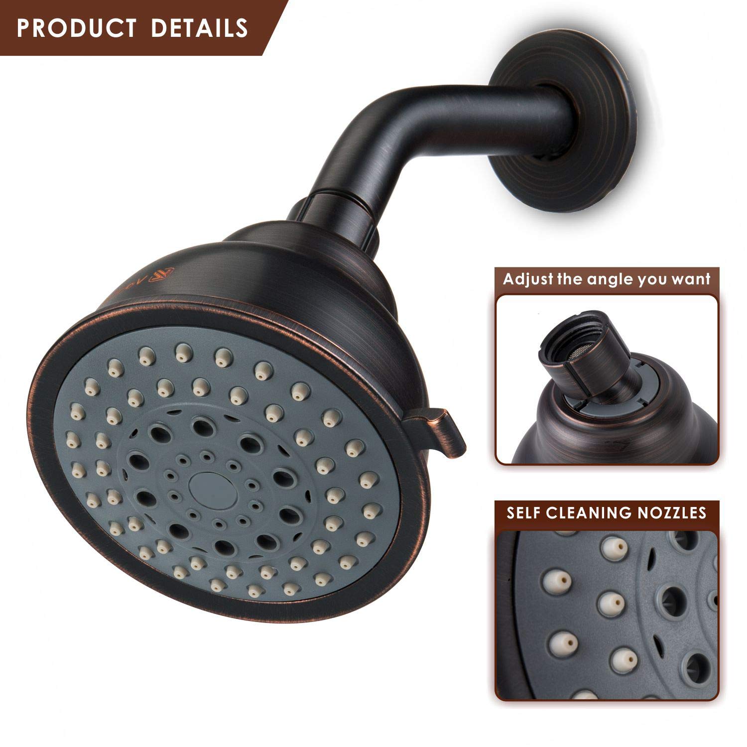 Voolan self-cleaning nozzles reduce mineral buildup during your shower.