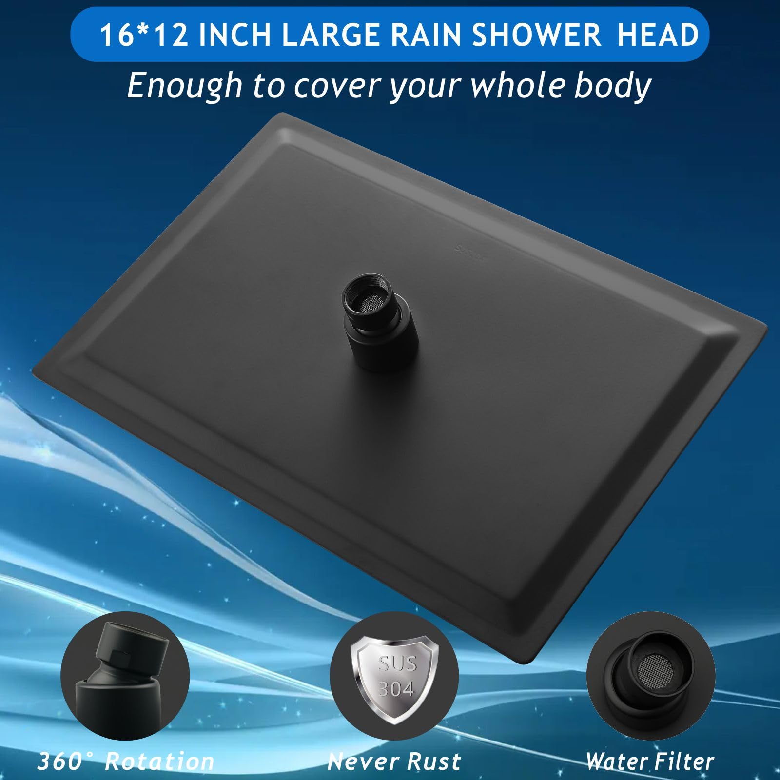 Voolan square rainfall shower head delivers immersive flow for two-person showers