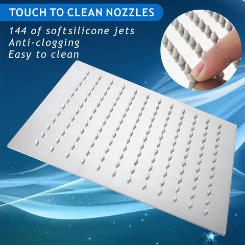 Voolan square stainless steel shower head for a modern, durable look.