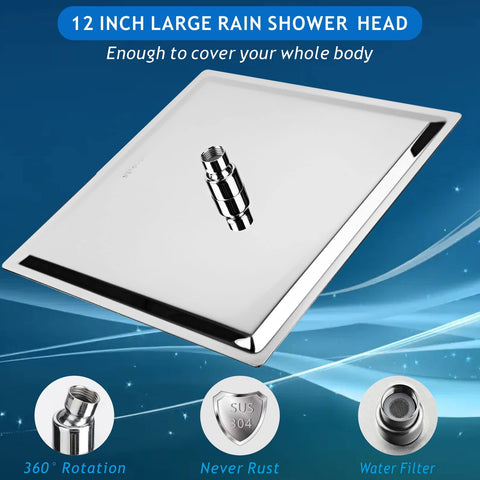 Voolan square waterfall design in chrome adds a spa-like feel.