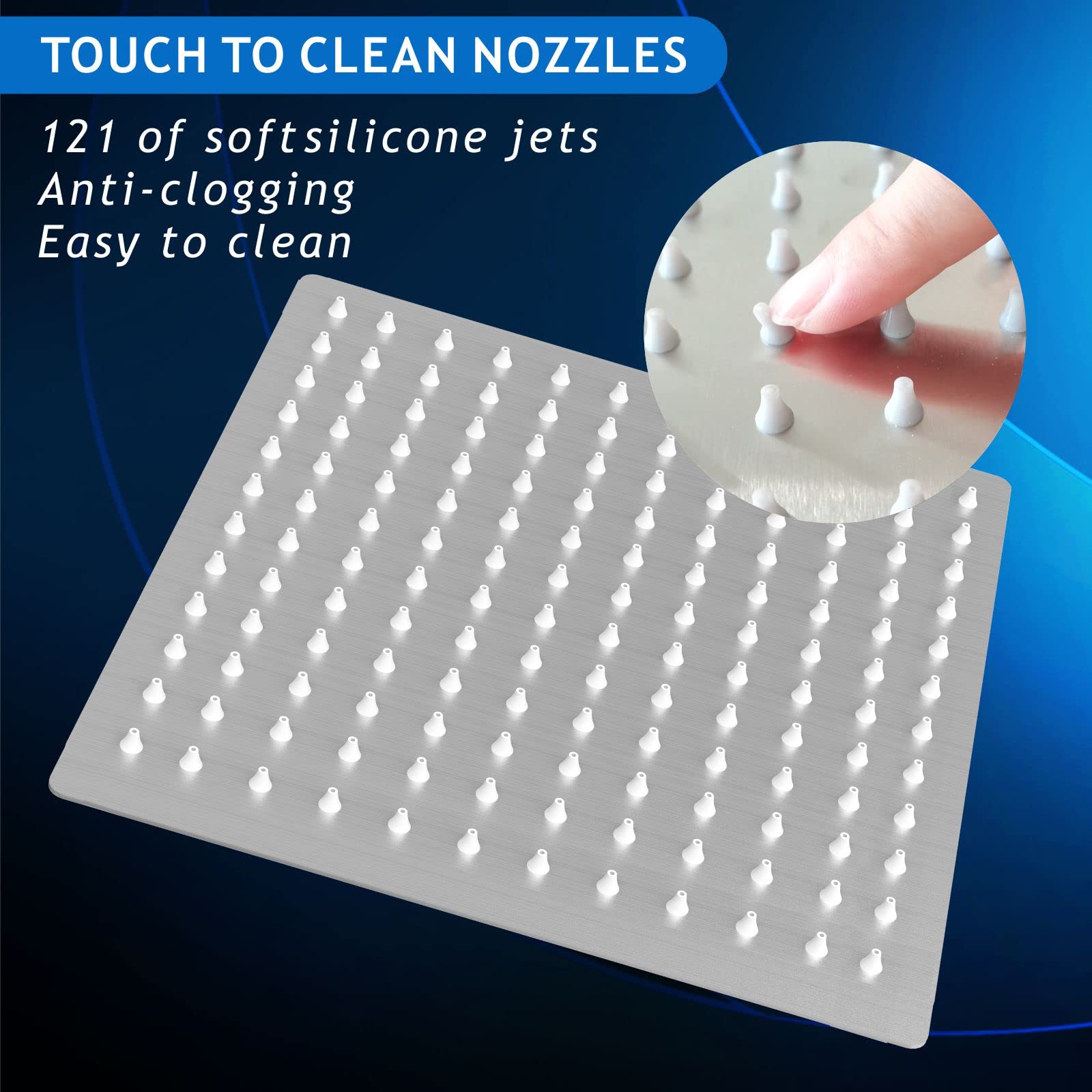 Voolan stainless steel 304 construction highlights durable, corrosion-resistant shower head