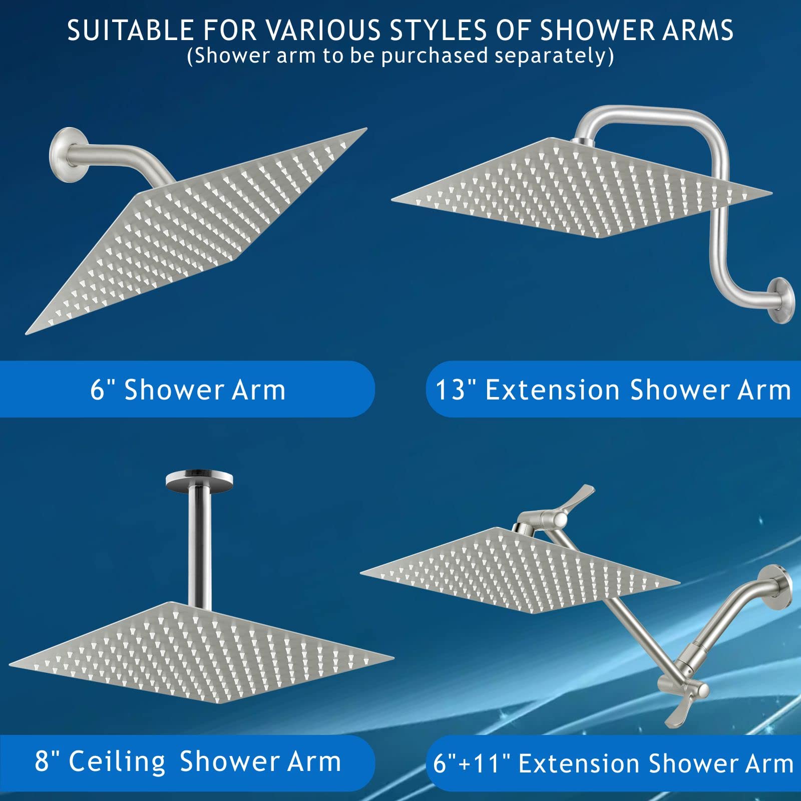Voolan wide 8-inch spray area covers large showering space.